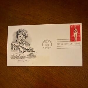 1963 Amelia Earhart First Date of Issue Cover with 8 Cent U.S. Airmail Stamp